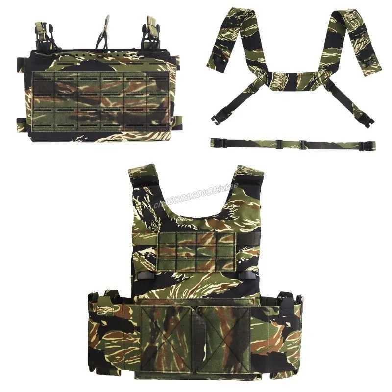 LV119 Plate Carrier Set TIGER STRIPES Tactical Vest Lightweight Quick Release Airsoft Molle Hunting Gear with Triple Mag Pouch Z250728