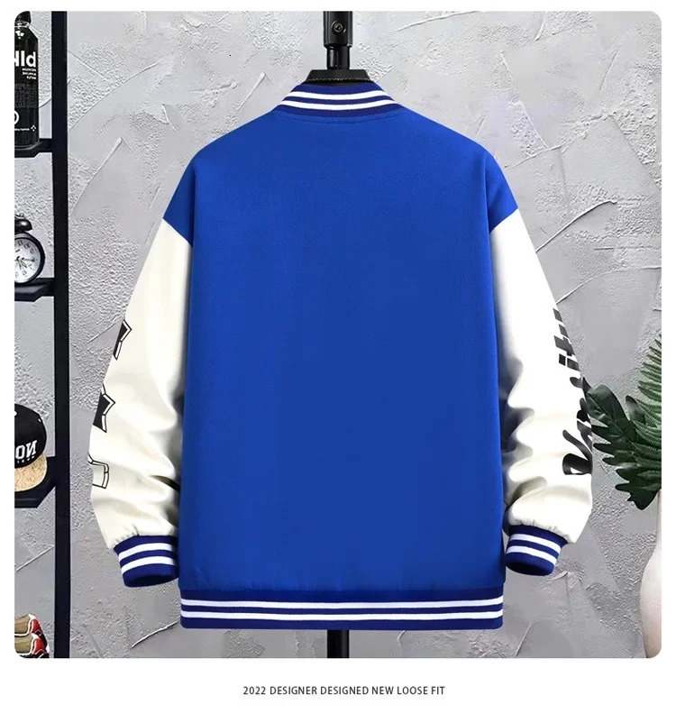 Spot goods Loosefit Mens Baseball Jacket American Style Couple Costume Autumnwinter For Men Trendy Casual Scene Top 250729