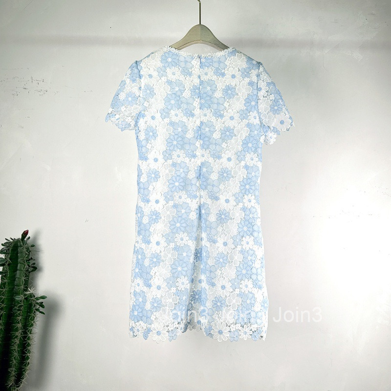 Summer New Fashionable Socialite Elegant Youthful Sleeve Dress French Round Neck Design Short Dress