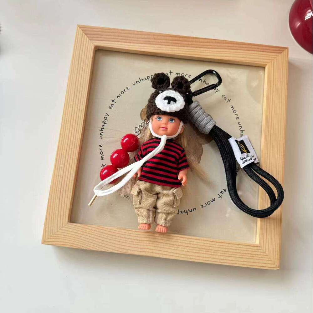 Showa Doll Pendant Vintage Cute Dopamine Girl Handmade Bag Keychain Niche Okayy