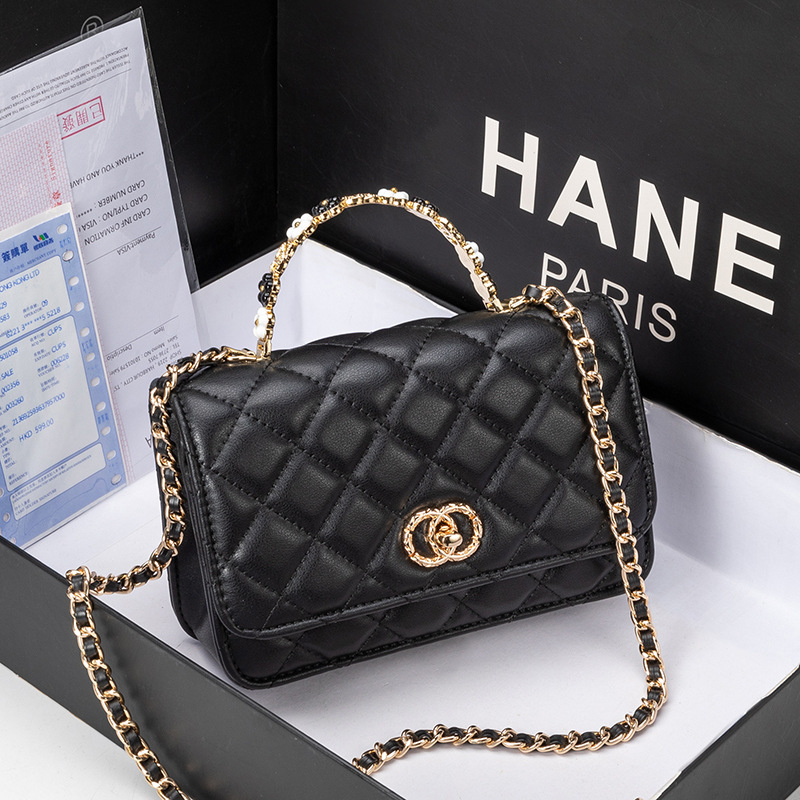 Designer bag free shipping High quality genuine leather luxury mini handbag new fashion diamond lattice versatile lady bag black