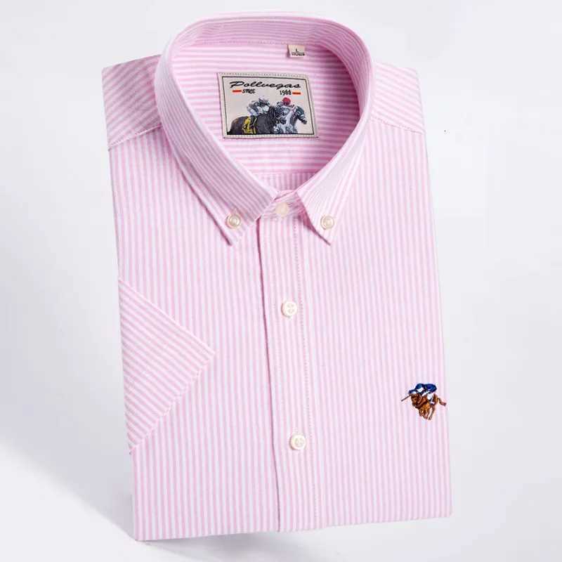 100% Cotton Short Sleeve Shirts for Men Slim Fit Formal Shirt Office Designer Tops Thin Summer Embroidery Tops y250728