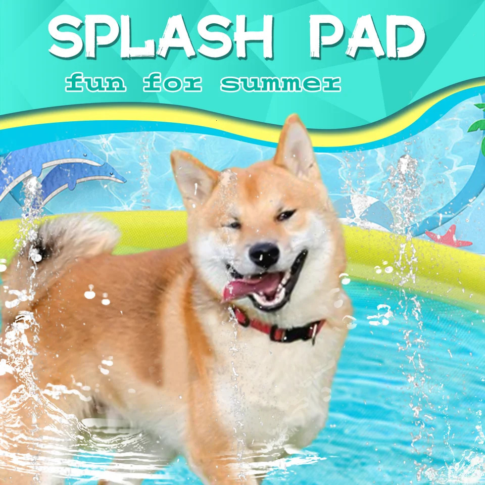 Splash Pad for Dogs NonSlip Pets Summer Outdoor Water Toys Sprinkler Pool Play 250729