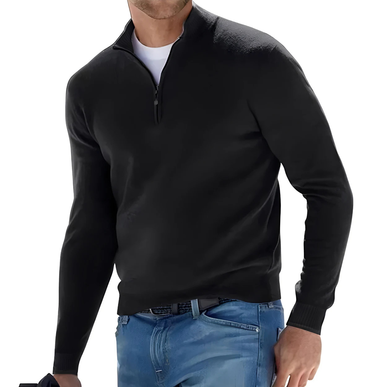 Mens Long Sleeve Pullover Solid Color Half Zipper Sweaters Vneck Knitted Sweater Men Oversized Breathable Streetwear 250729
