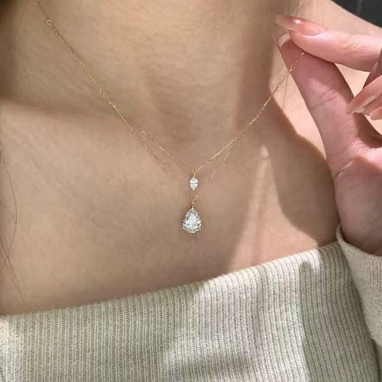 2025 Choucong Ins Top Sell Sweet Simple Fashion Jewelry Genuine 100% 925 Sterling Silver Water 18K Gold Fill Drop Lab Moissanite Elegant Beach Clavicl