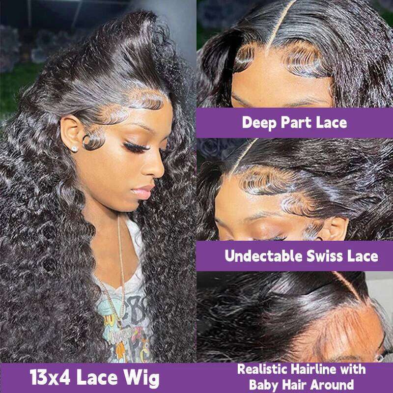 Curly For Women Water Front 13x4 13x6 Frontal Deep Wave Wig 100% Human Hair Hd Lace Wigs