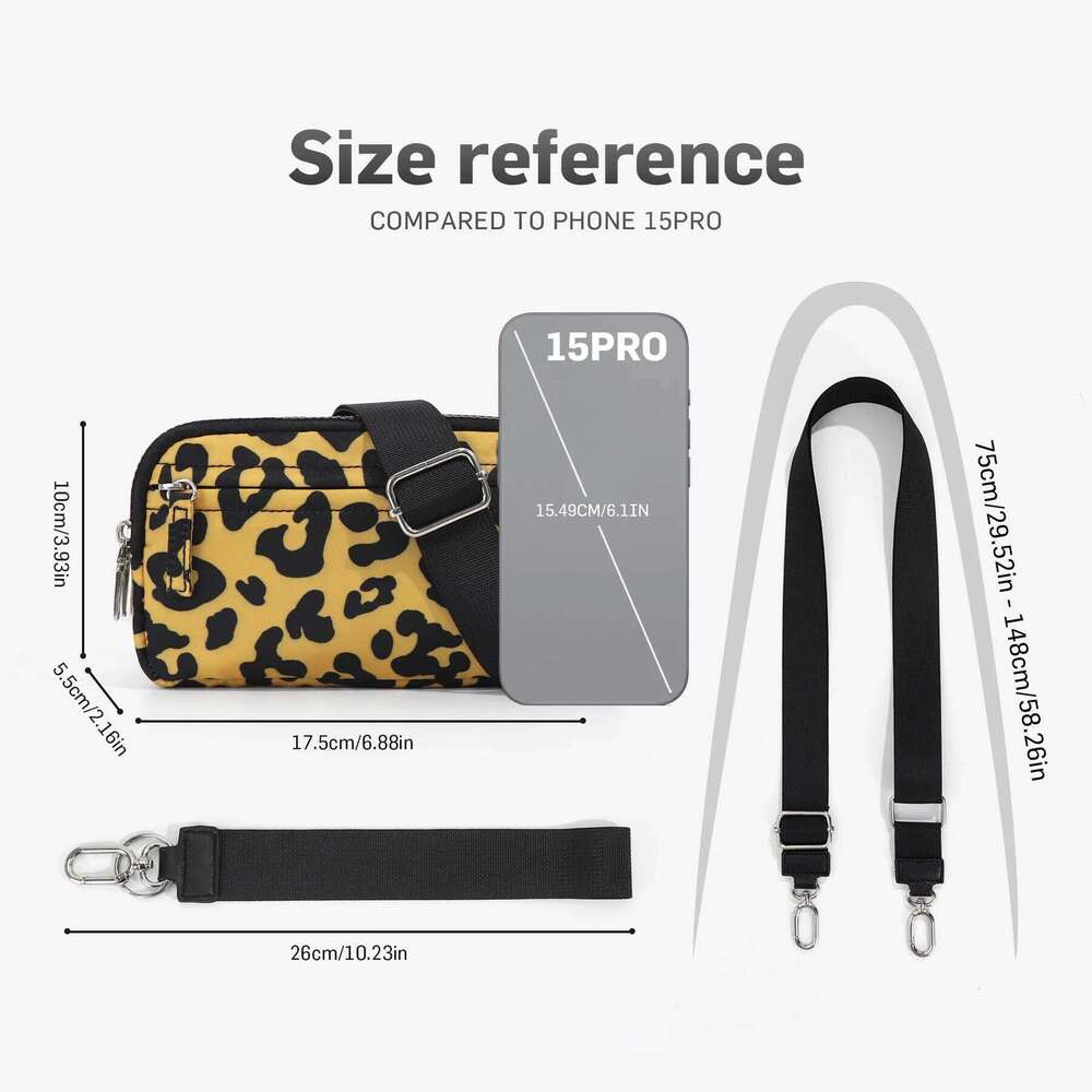 Women's Bags Designer Women's Bags Designer Crossbody Bag, Women's Three Layer Phone Purse Adjustable Strap, Leopard Print Wristlet Wal