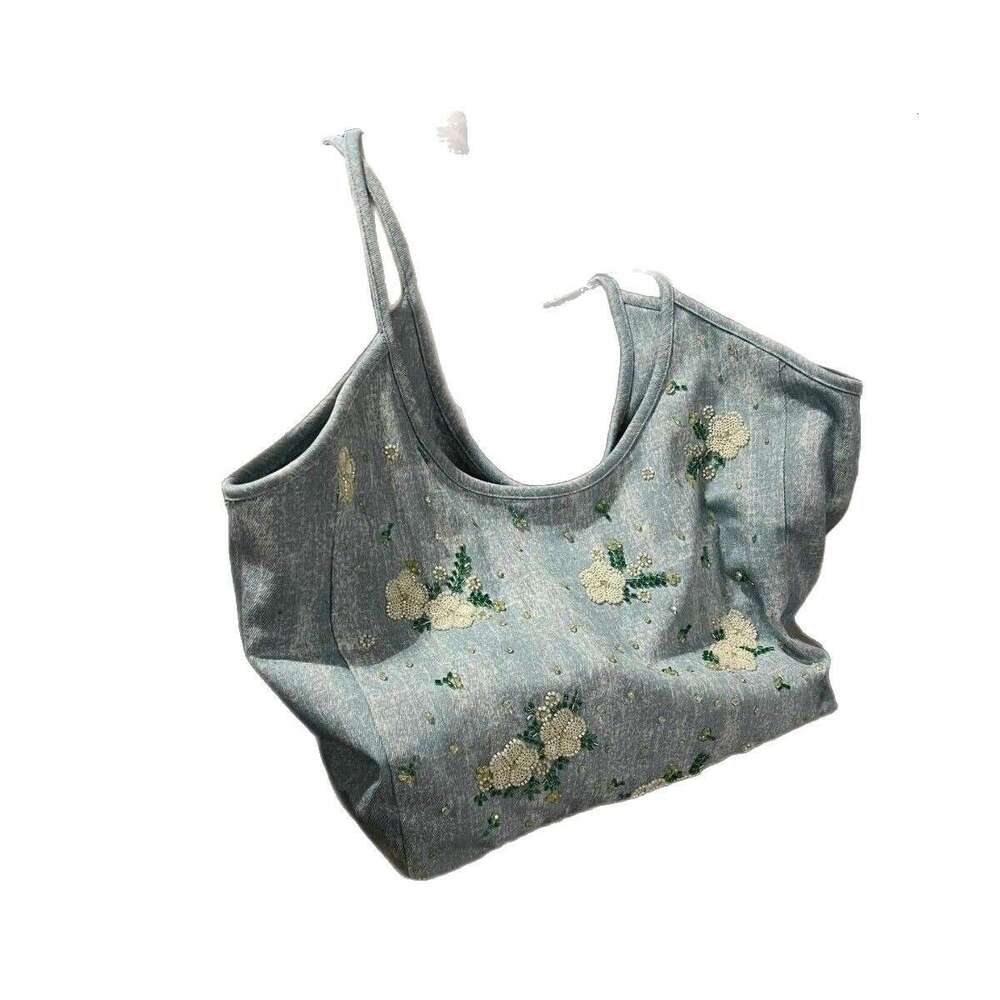 Heavy Embroidery Denim for Women 2025 Summer New Casual Versatile Large Capacity Commuter Tote Bag