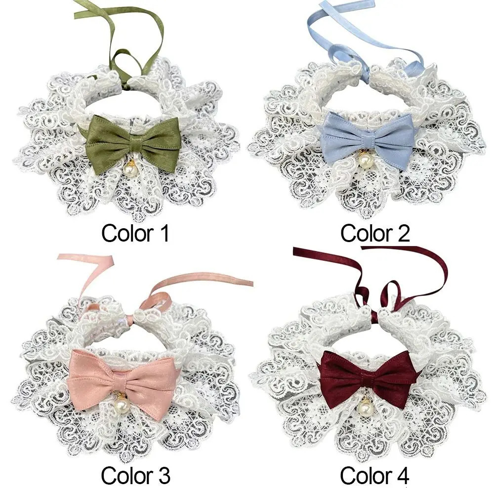 Fashion Neck Strap Dog Saliva Towel Neckerchief Pearl Collar Puppy String Bib Lace Bowknot 250729