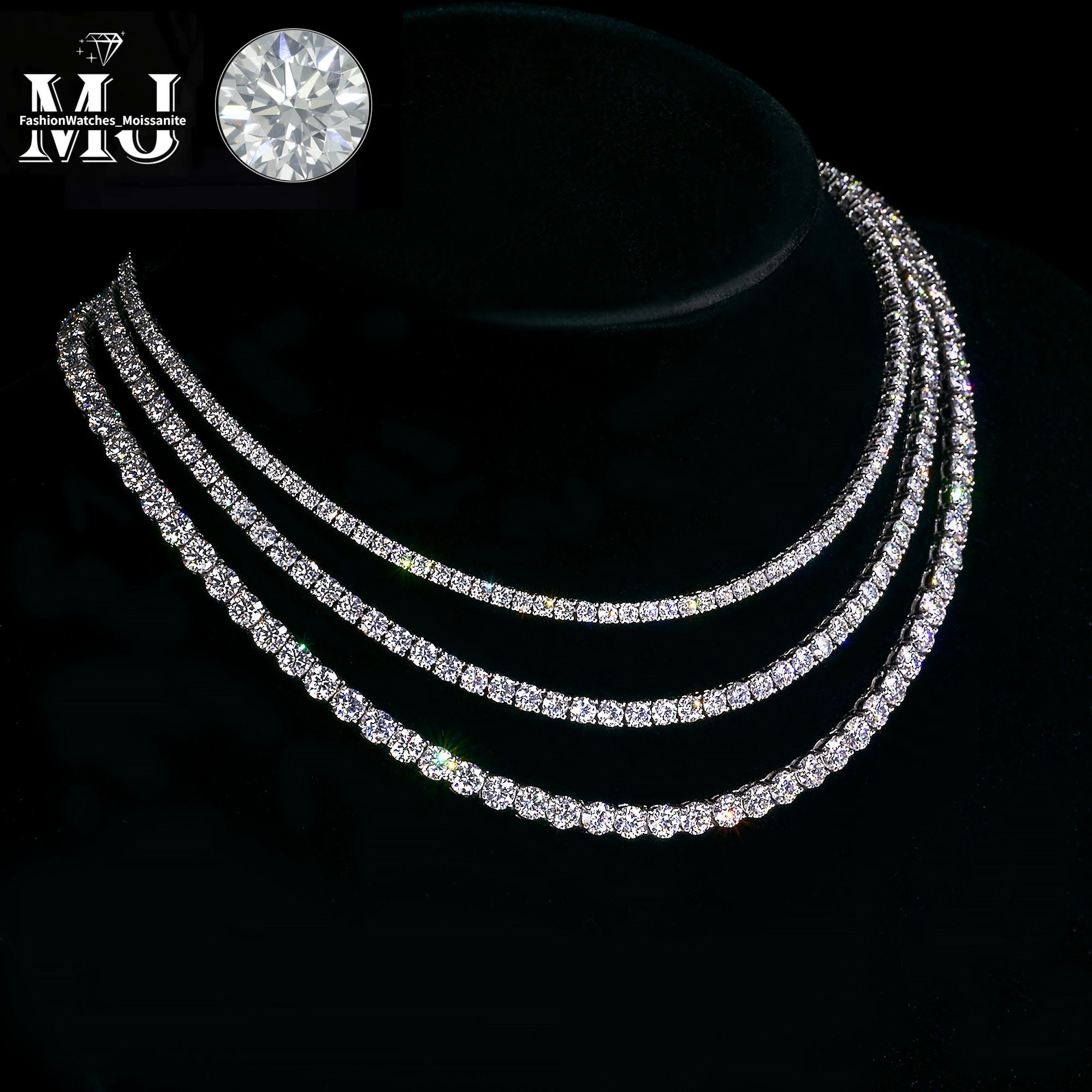 Most affordable Sier pass tester moissanite chain hip hop dia tennis necklace for men and women