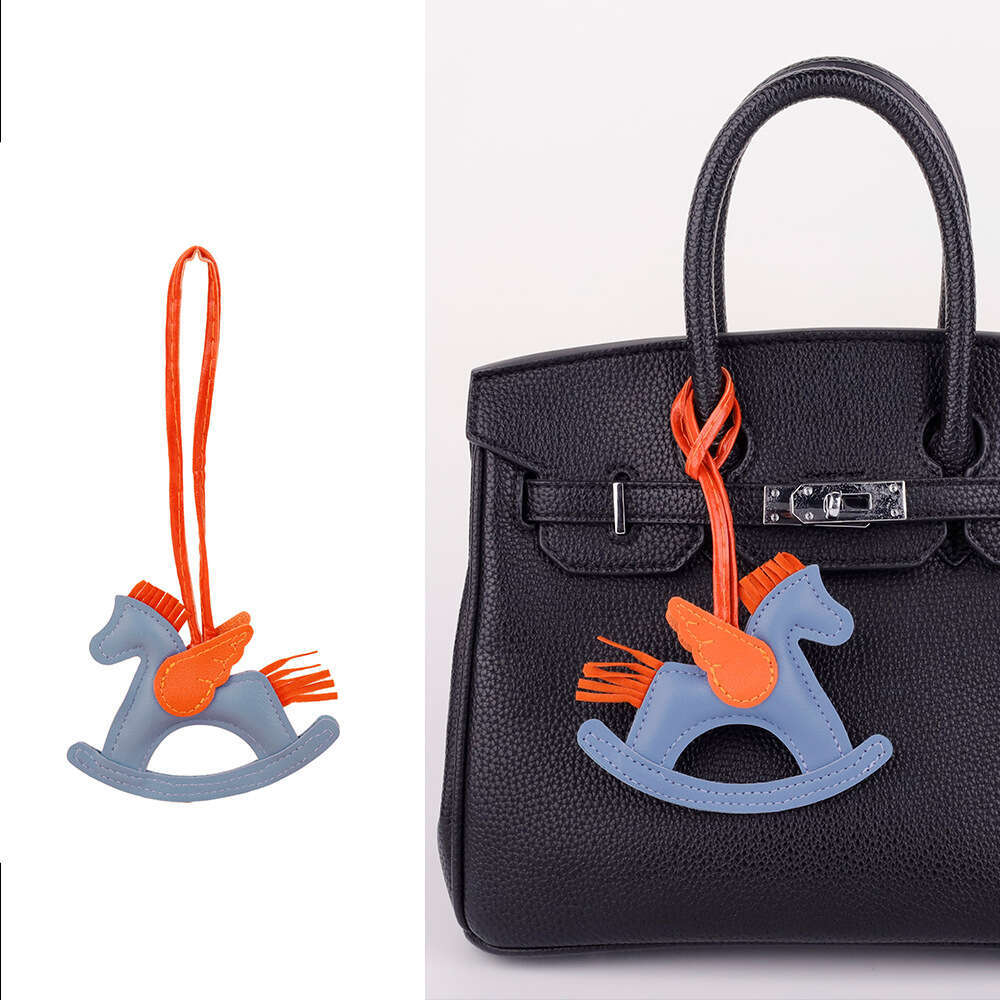 Childlike Series Handmade Patchwork Rare Leather Rocking Horse Little Pegasus Car Hanging Ornament Bag Pendant