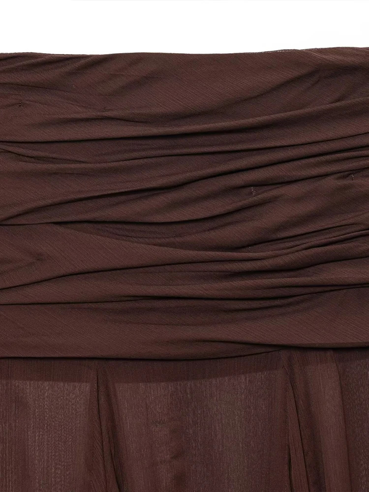 TRAF European and American style summer fashion womens clothing temperament slim simple translucent pleated n skirt 250729