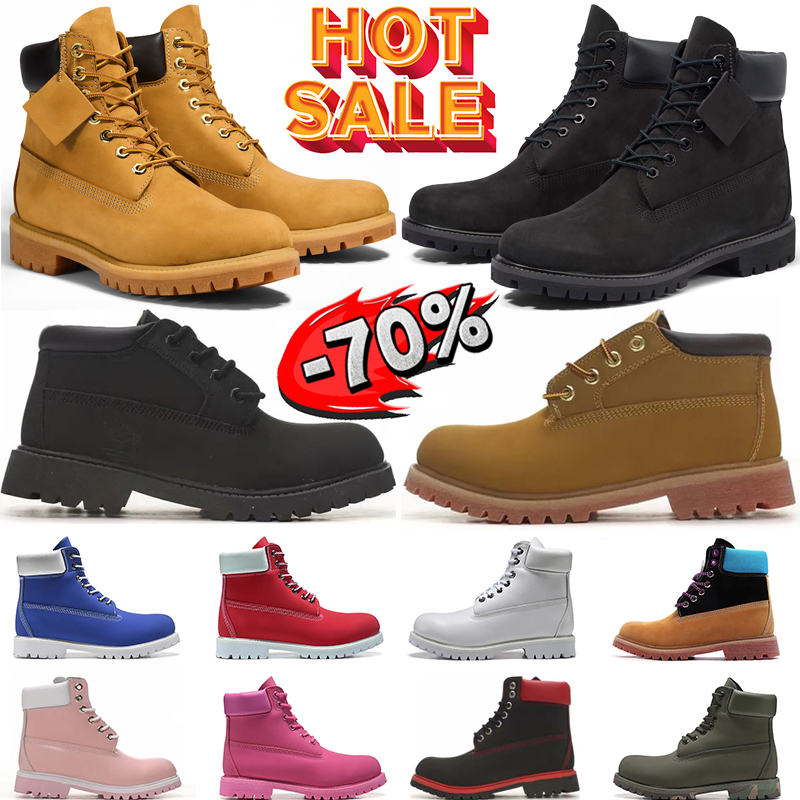 Designer tims boots men women sneakers Wheat White Black Grey Pink Brown Camo Red ankle Original booties mens trendy outdoor winter shoes