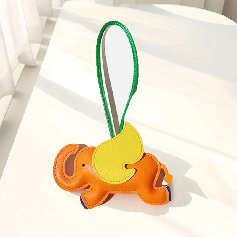 H Brand Little Flying Angel Bag Charm PU Leather Cute Elephant Car Pendant Keychain