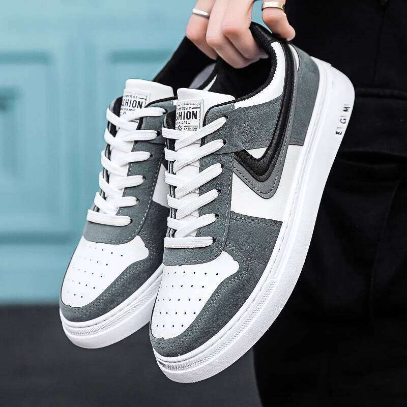 HKDQ Fashion Casual Sneakers 2025 Breathable Non-slip Skateboard Men Trainers Comfortable Leather Men's Sports Shoes