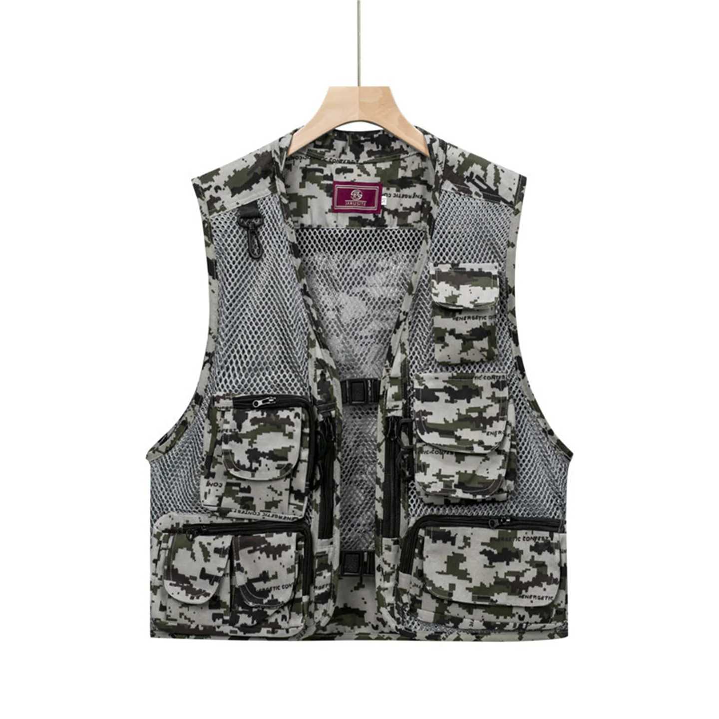 Summer Mens Camouflage Hunting Vest Tank Top MultipLE POCkets Mesh BreathabLE SLEeveLEss Outdoor Fishing Waistcoat Z250728