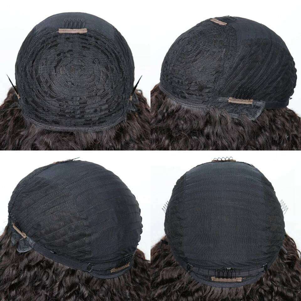 With Bangs 250% Density Glueless Short Curly Human Hair Wigs For Black Women Bob Afro Fringe Wig