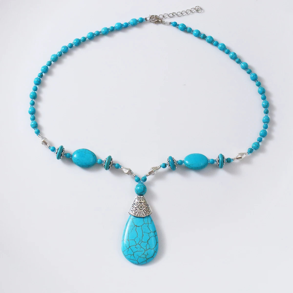 A Bohemian turquoise Water drop Pendant womens fashion collarbone chain 250729