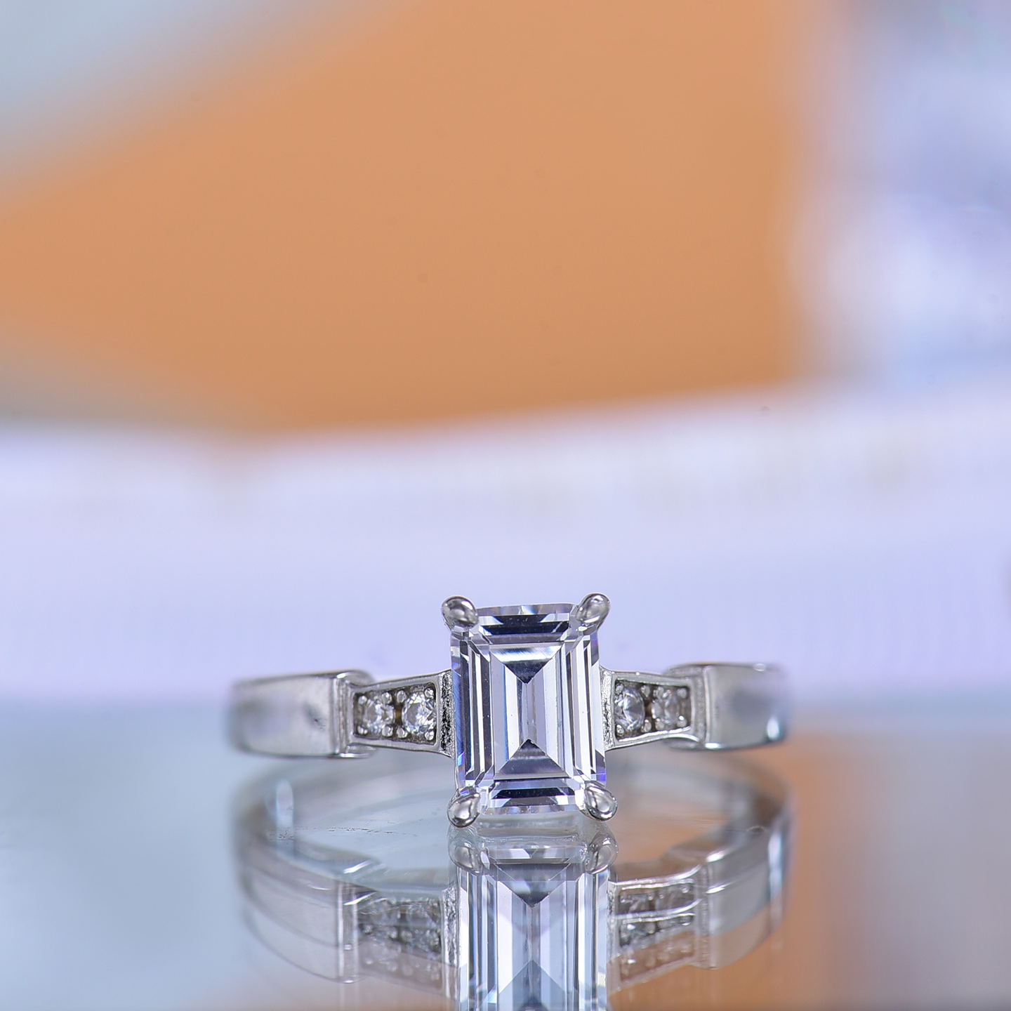 Slim-band Emerald-cut Moissanite Ring - Shiny Charming Gem, Perfect Gift for Her - Timeless Elegance Luxury Jewelry Women Engagement Band Ring Gift