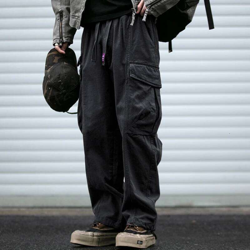 Oversized Cargo For Men Multi Pocket Loose Fit Streetwear Casual American Style Korean Trendy Fashion Straight Leg Pants 250726