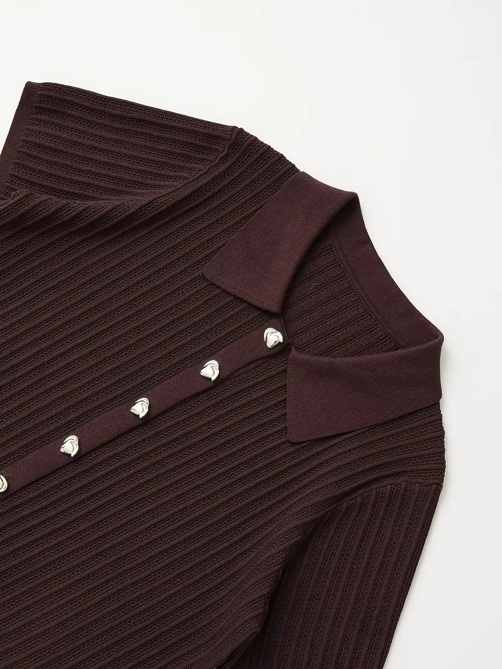 Summer Womens Casual Simple Lapel Shortsleeved Hollow Knitted Top With Straight Trousers Suit 250729