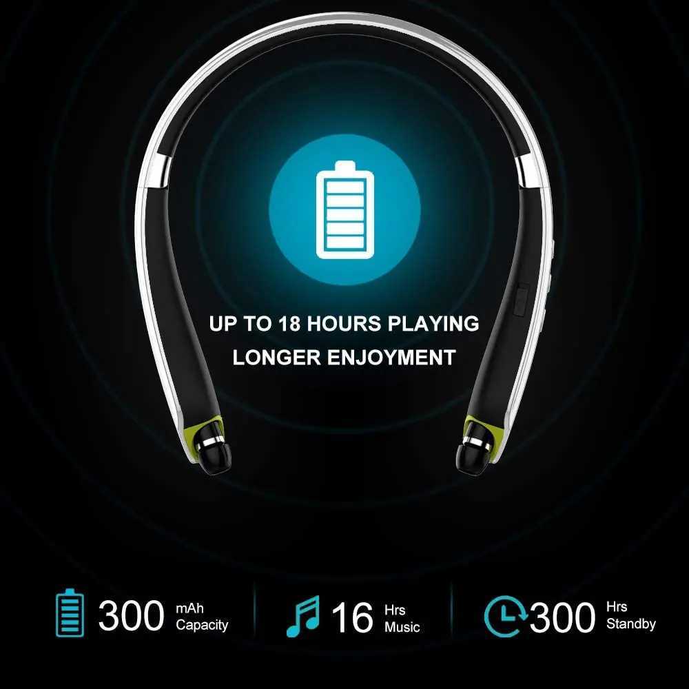 Headphones Wireless Neckband Headset Retractable Earbuds Noise Cancelling Stereo Earphones for Workout Running Driving R250728