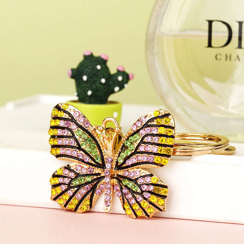 Fortune-Attracting Diamond-Studded Butterfly Car Metal Cute Women's Bag Pendant Keychain Creative Gift