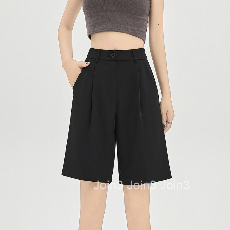 Summer New Large Size Suit Shorts for Women Thin Casual Wide-Leg Shorts Mid-Length Five-Point Pants with Draped Effect