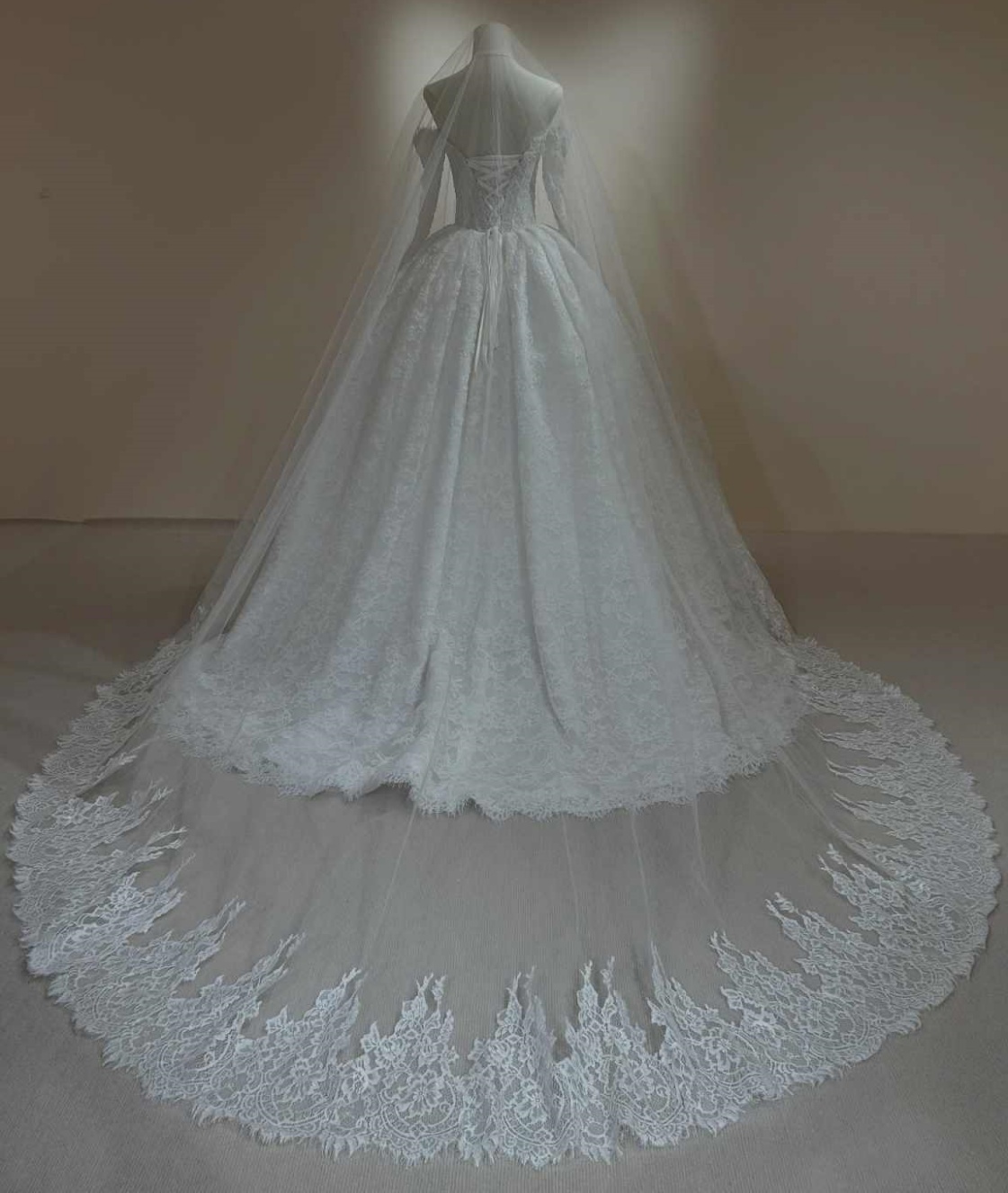 Customized Elegant Bridal Veil Applique Lace Long Cathedral Single Layer Wedding Veil With Comb Wedding Accessories