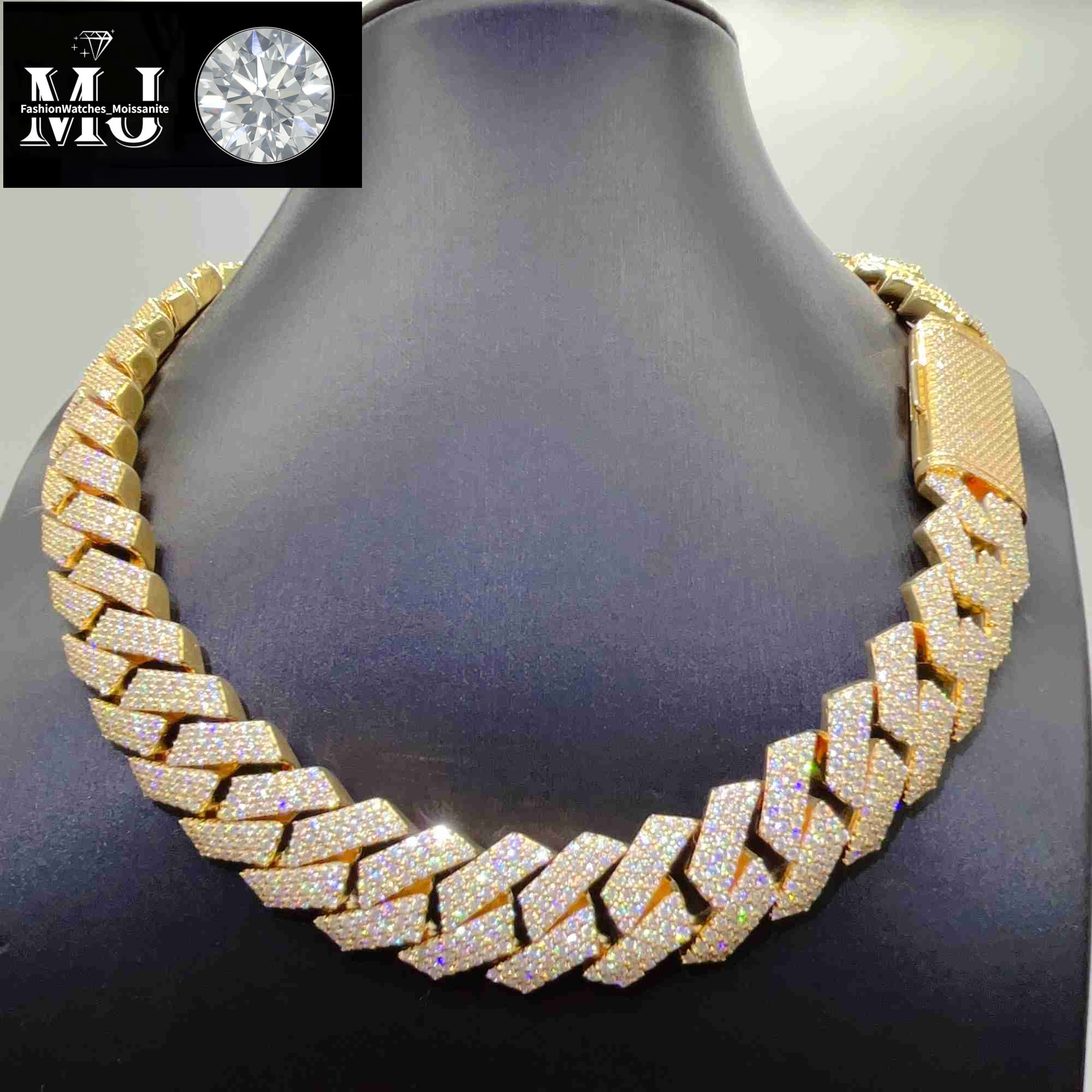 moissanite necklace designer jewelry cuban k chain Iced Out Pass Dia Tester Sterg Sier Necklace Vvs Moissanite chains for men necklaces