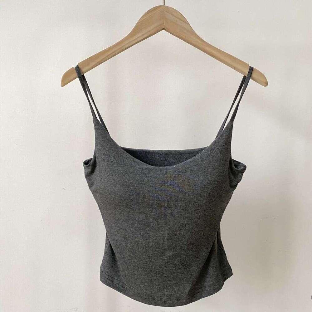 Designer T Shirt Summer Solid Color Camisole Vest For Women With Built-In Chest Pad, Expanding Chest, Suitable For Outerwear And Innerwear, Slim Fit B