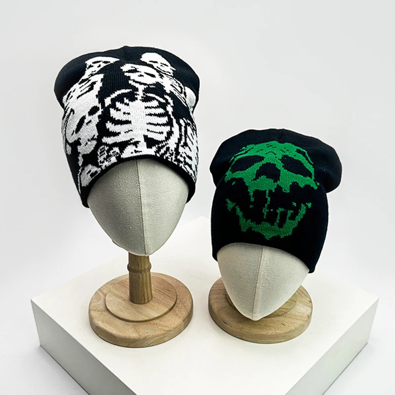 Skull Grimace Wool Bucket Knitted Hats Color Block Warm Comfortable Autumn and Winter Versatile Punk Fashion Hip Hop Street Style 250724