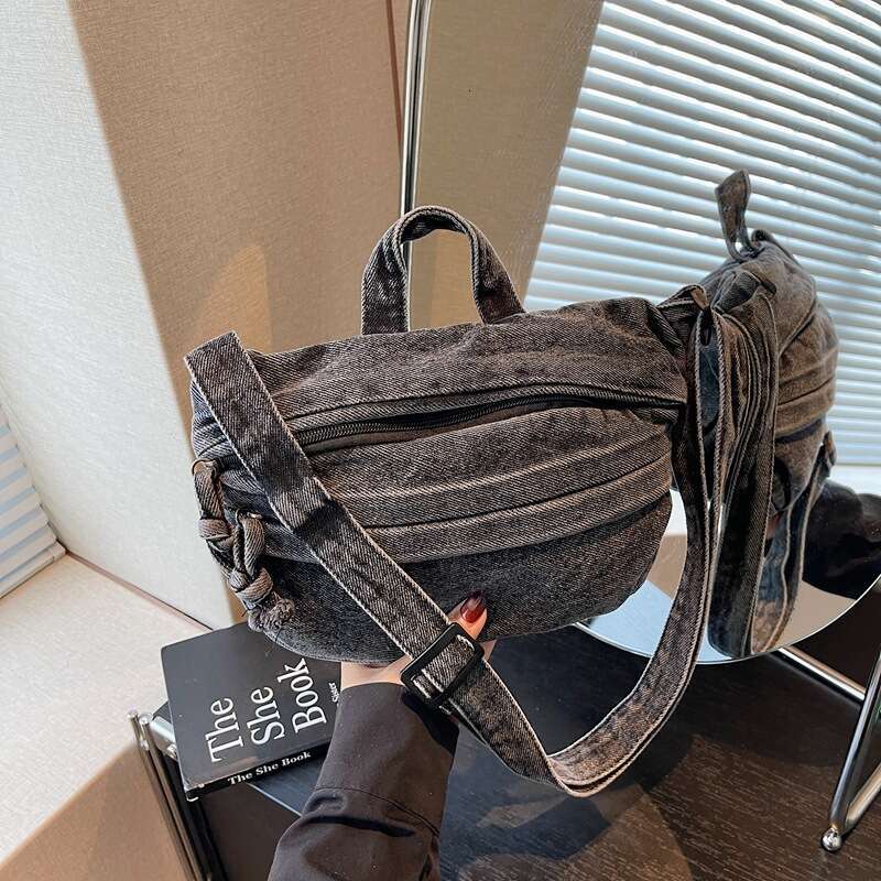 Denim Small for Women, Artistic Design, Handheld Lightweight Versatile Stylish Single Shoulder Crossbody Bag