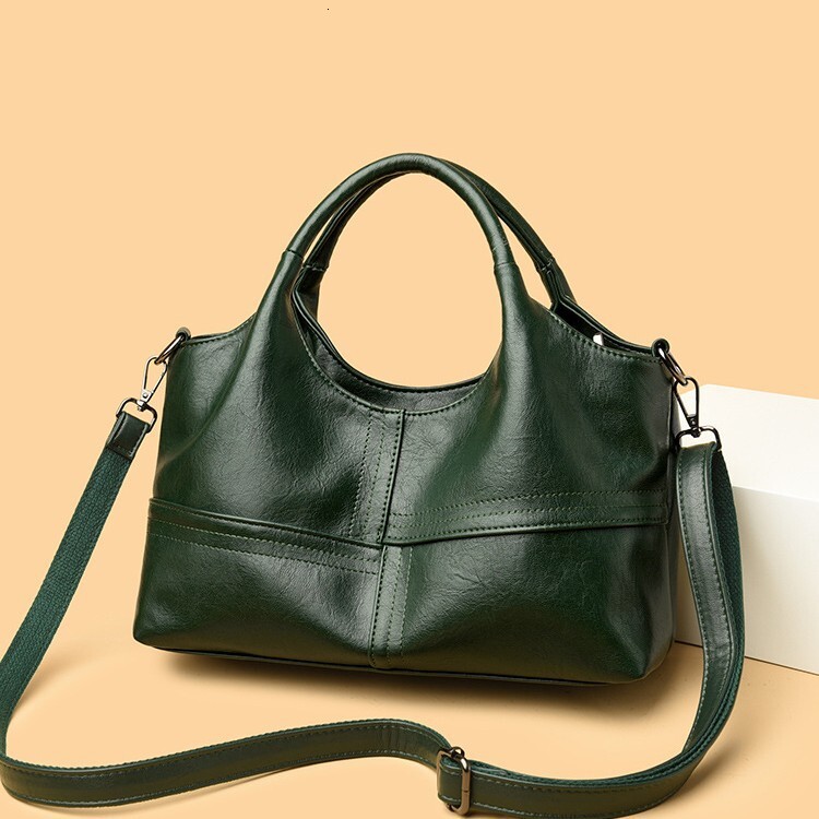 DHAL Textured Soft Leather Handbag for Middle-aged Women, New Lightweight Commuter Large Capacity Crossbody Basket Bag