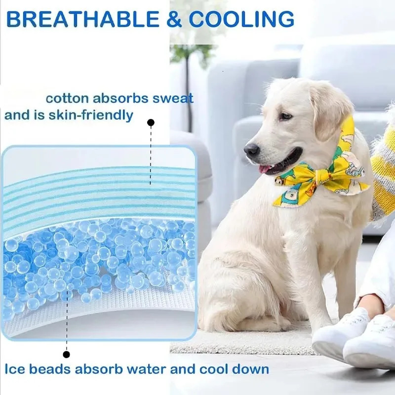 Pet Cooling Scarf Ice Collar for Cats and Dogs Summer Heat Relief Outdoor Travel Accessory with Breathable Cartoon n 250729