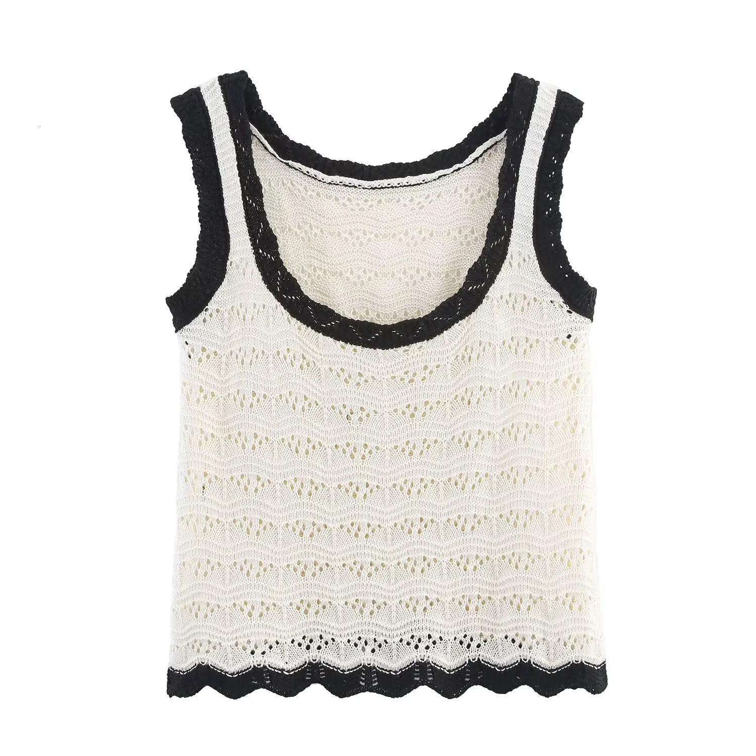 TRAF Women Summer Product Fashion Knitted Hollow Out Versatile Tank Top Casual Elastic Waist Skirt Set for Women 250729