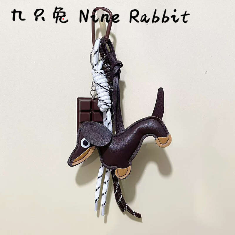 Korean Miu Baseball Chocolate Leather Dachshund Dog Plush Bag Pendant Car Hanging Ornament Backpack Ins Style Decoration