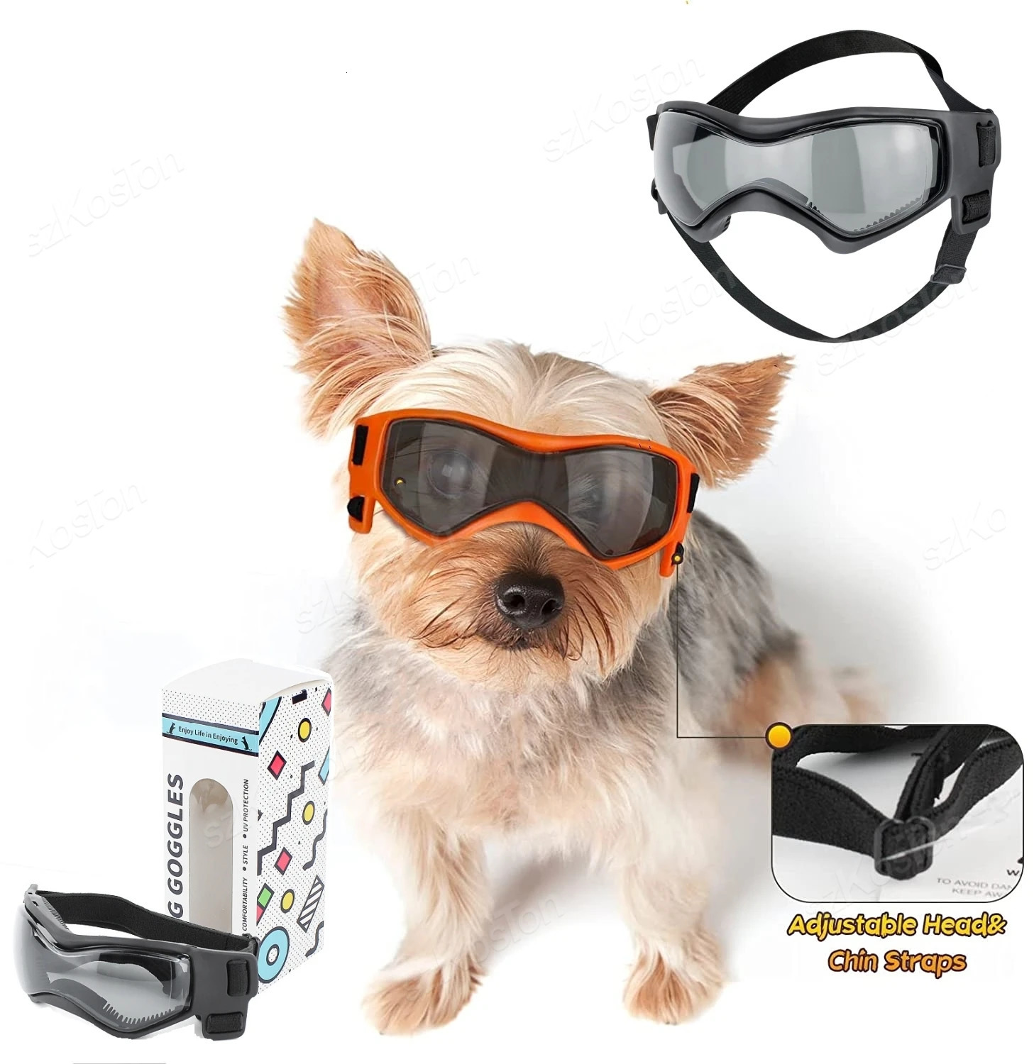 Dog Goggles Medium Small Breed Sunglasses for Adjustable UV Protection Eyewear Dogs Outdoor Riding Driving 250729