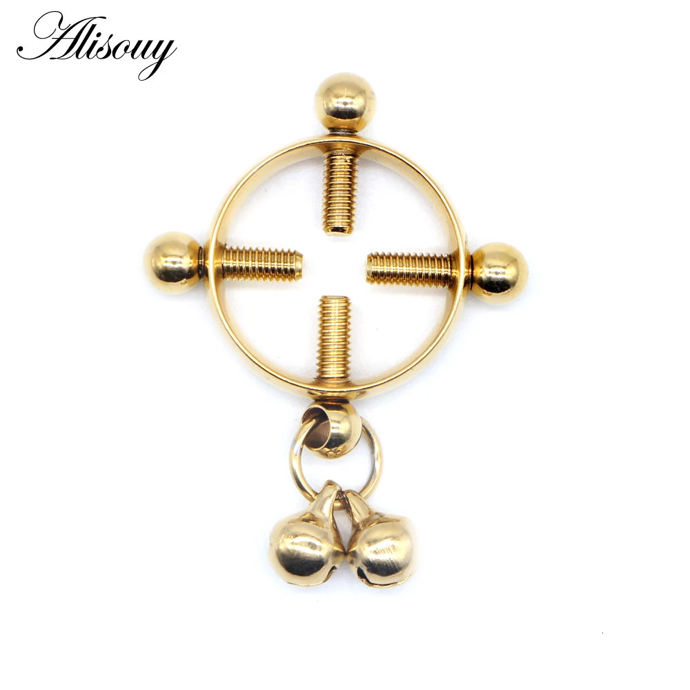 Alisouy 1PC Fashion Stainless steel Women Breast adjustable Screw Bell Pendant Nipple Ring Body Piercing jewelry 250729