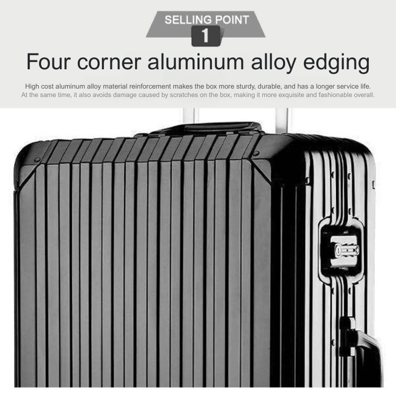 Aluminum-Magnesium Alloy Lightweight Rolling Luggage - Durable 20 Inch Cabin Suitcase for Easy Travele