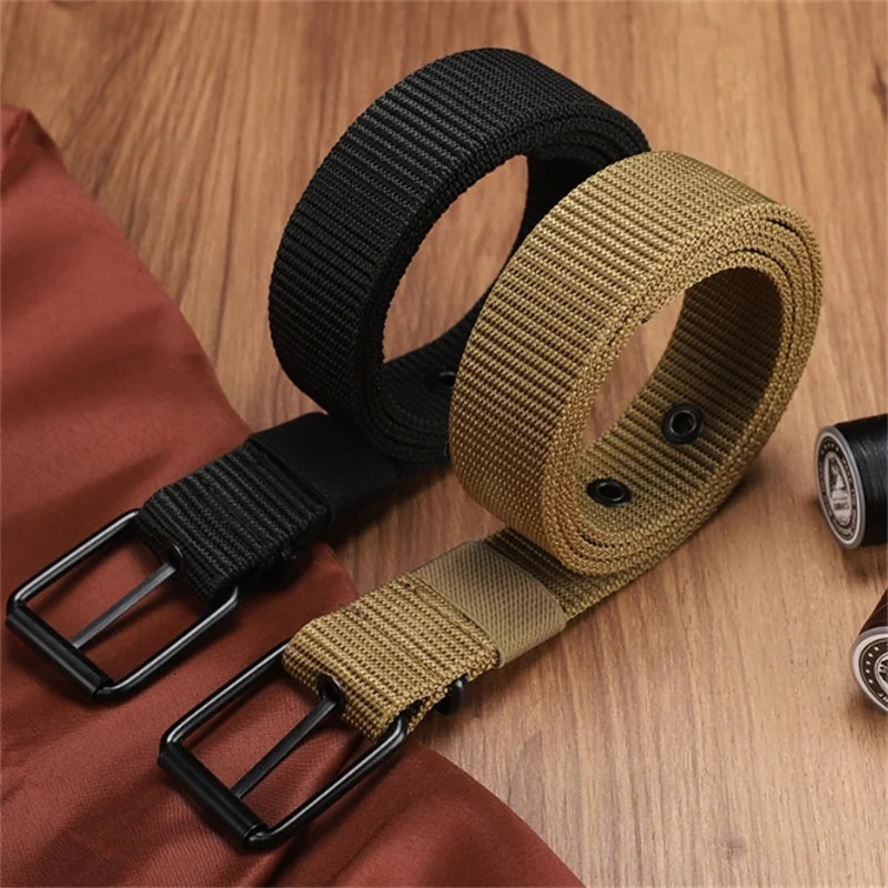110130cm Black Canvas Mens Belt Pin Buckle Leather Womens Trendy With Jeans For Men Women Outdoor Sports 250716