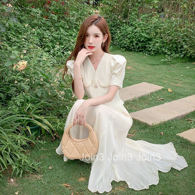 New Summer Womens Fashion Elegant Two-Piece Set Short Sleeve Top Shirt + Chiffon Long Skirt Set