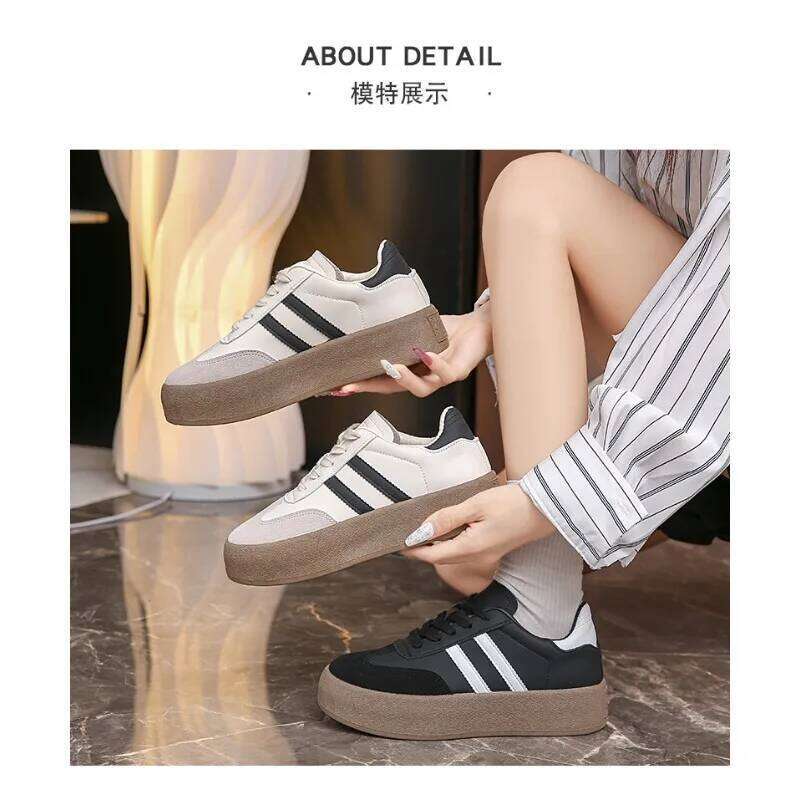 Hot selling women's training thick soled multifunctional shoes, breathable sports board shoes in spring and autumn