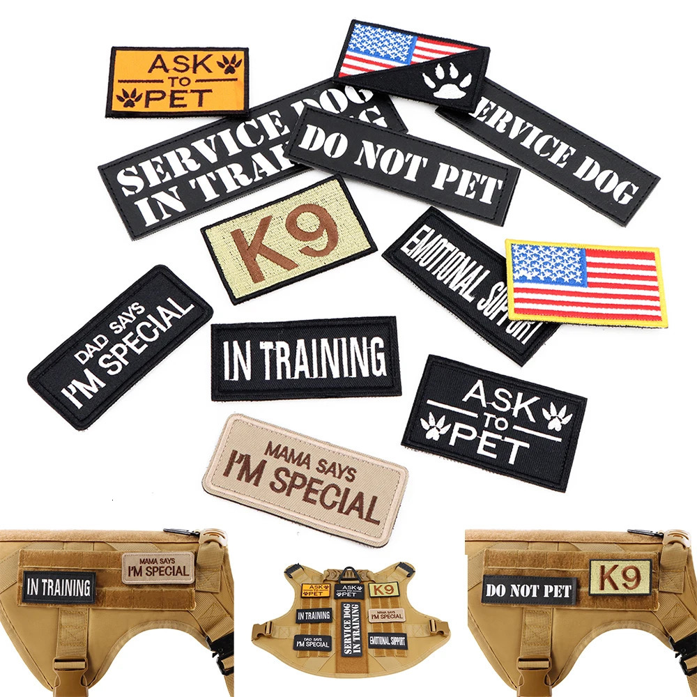 1 Piece Tactical Patch Bundle For Dog Vest Harness Collar Personalized Patches Tags Sticker Label Custom Name ID Service Dog 250729