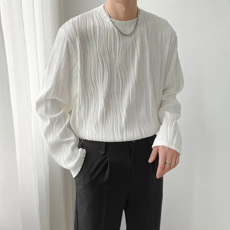 Spring Autumn Mens Long Sleeve Round Neck Loose TShirt Casual Base Layer 250729