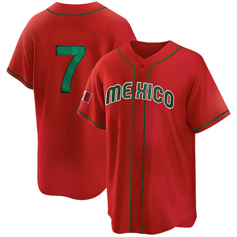 Men's Mexico Red Jerseys Embroidered Shirts Uniform Jersey Baseball Button Down Shirt Birthday Sports Gifts for Men Women Free shipping