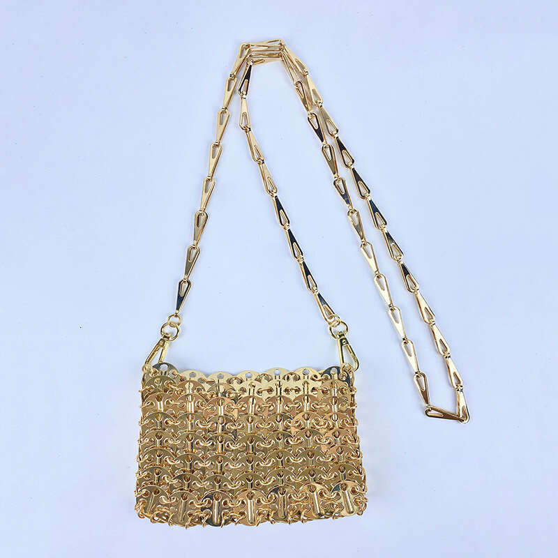 Unique Niche Design Metal Sequin Chain Handwoven Fashionable Stylish Phone Lipstick Crossbody Bag for Women