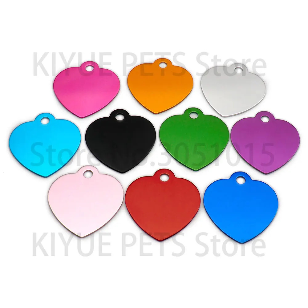 Wholesale 100Pcs Personalized Heart Dog Tag Pet Dog ID Name Wedding Gift Tag Card Customized Laser Name Dog Collar Accessories 250729