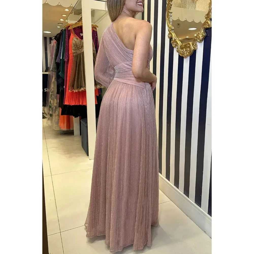 Womens S-XL Size European and American Autumn and Winter New Party Slanted Shoulder Split Dress INS Loose Casual Womens Dress Z250728