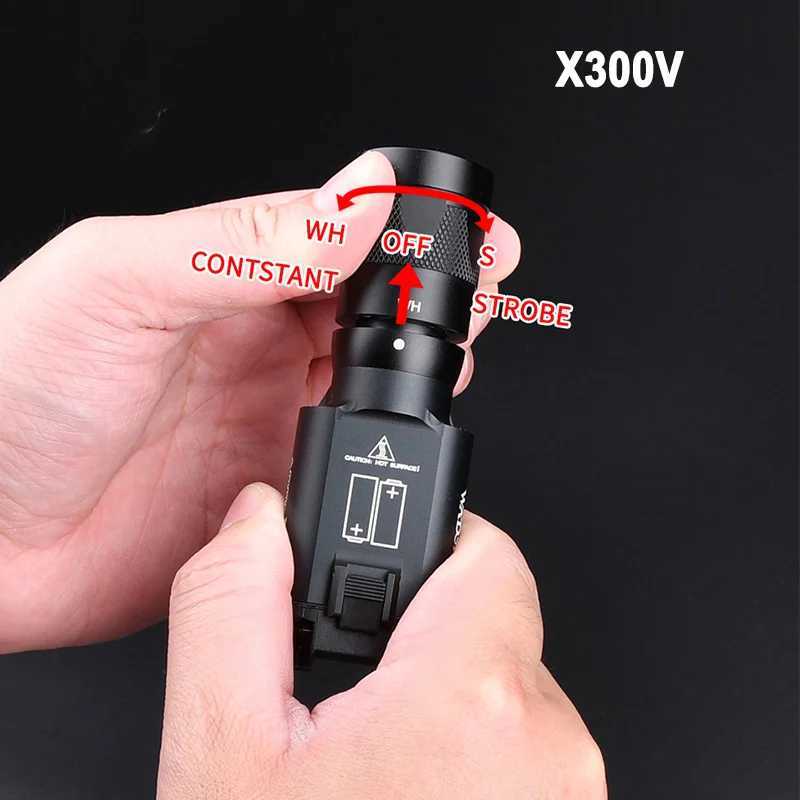 Tactical X300 X300U Ultra X300V XH35 Metal Pistol Gun Strobe LED Light Fits 20mm Rail Airsoft Hanging Hunting Flashlight R250728